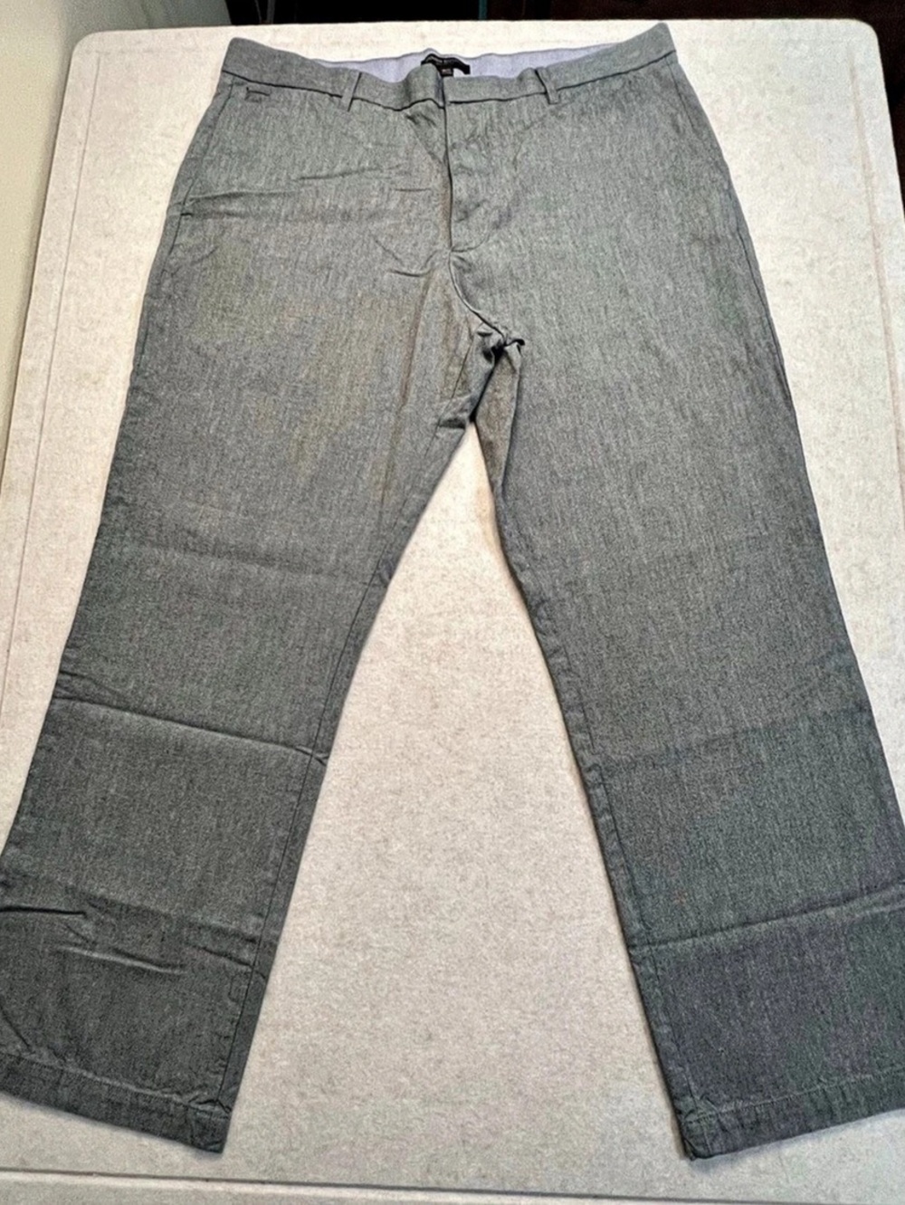 Banana Republic Straight Fit Grey Heather Oxford Trousers Pants Men's 38/32